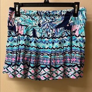 Lilly Pulitzer Blue Bubble Mini Skirt with Ruffled Smocked Design